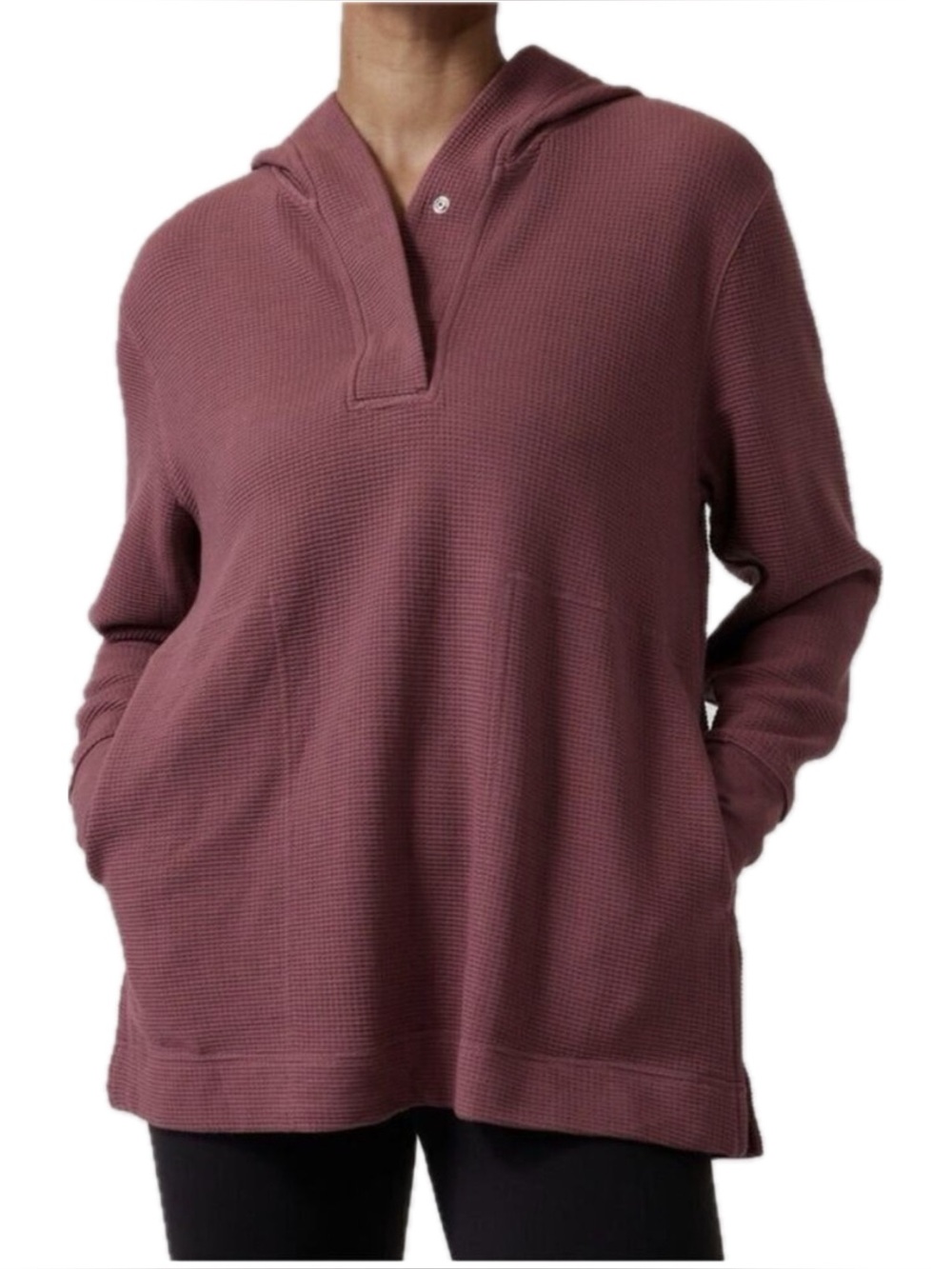 Athleta Coastal Luxe Waffle Knit Hoodie in Tawny Rose